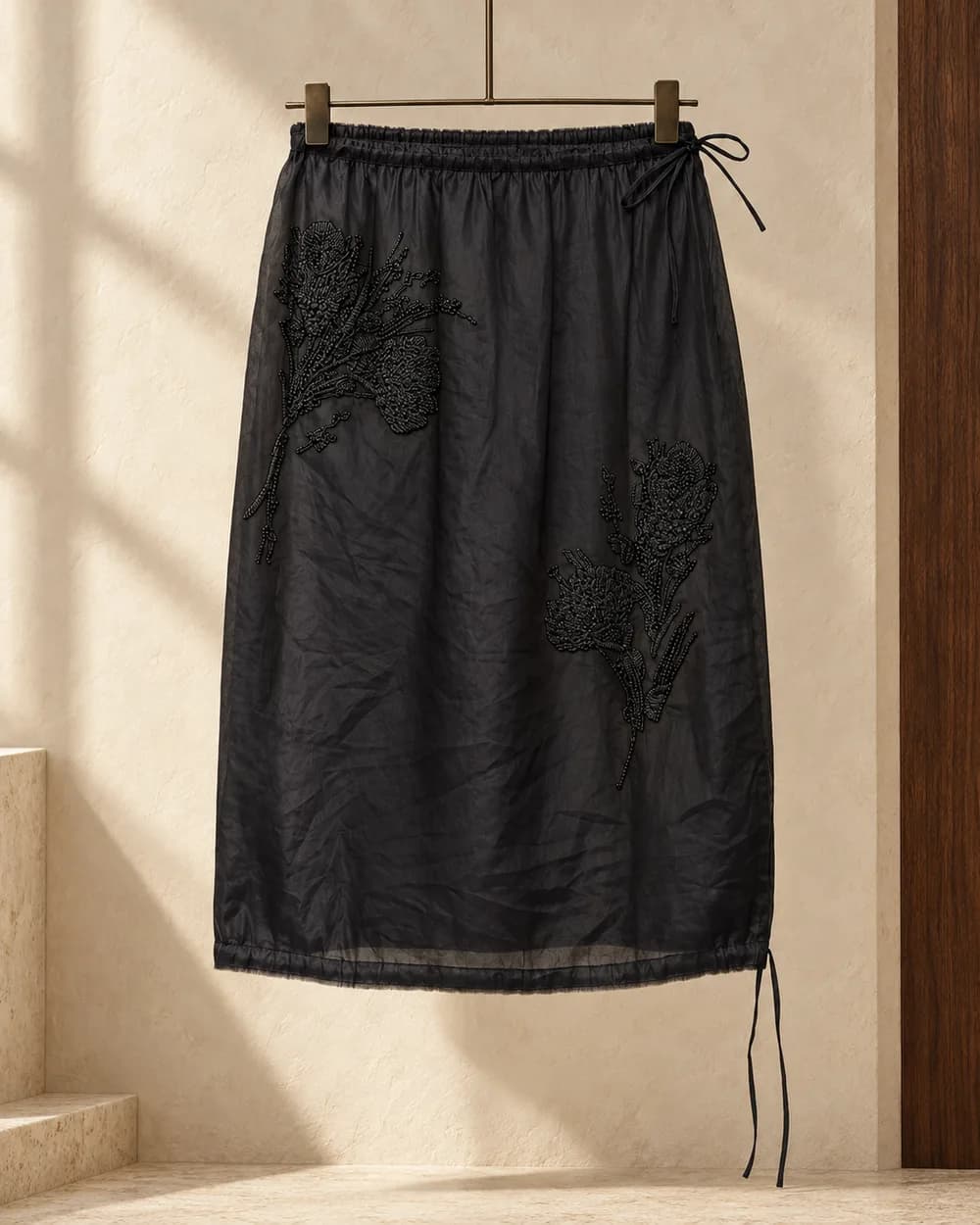 Prada Embroidered midi skirt — Black