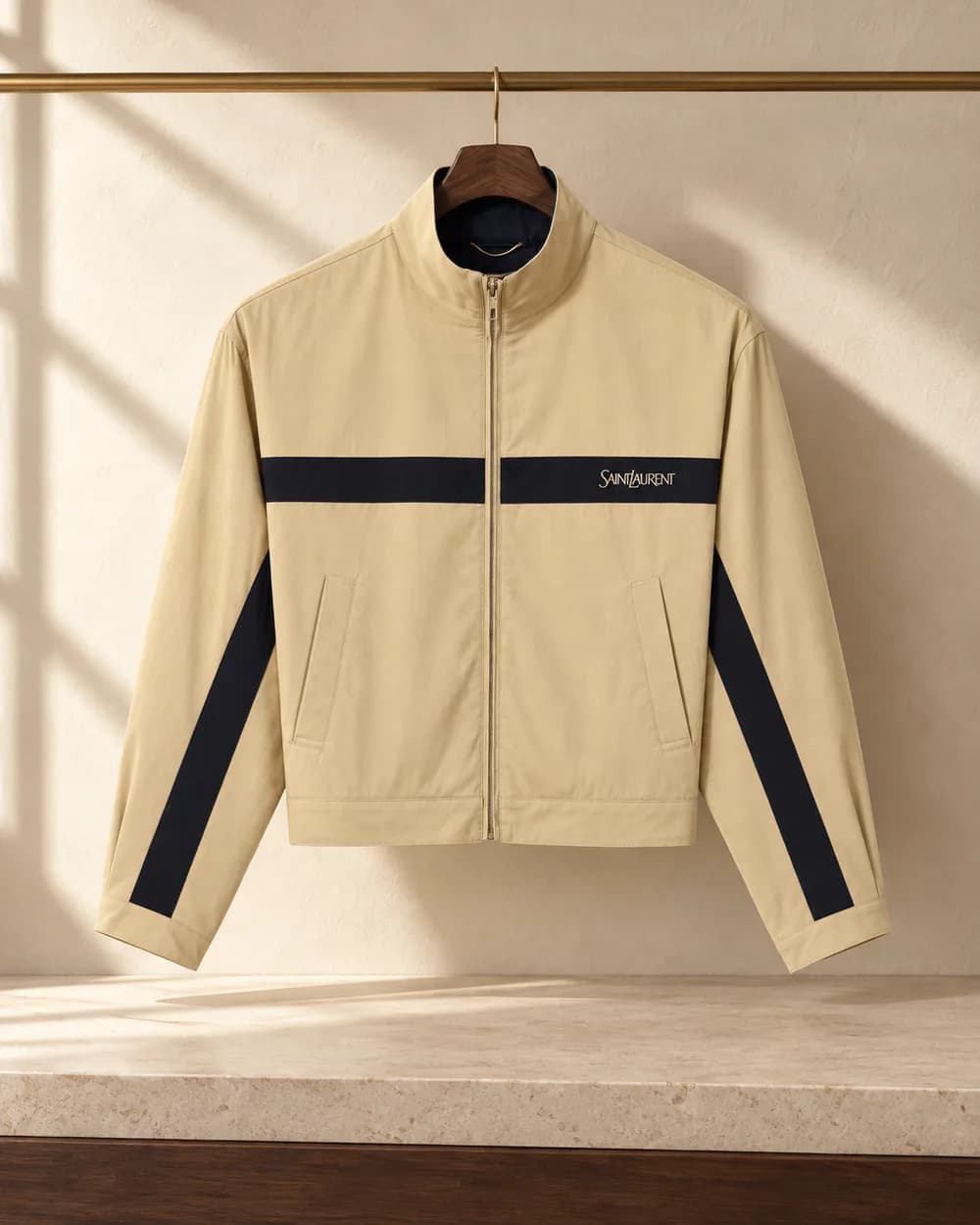 Saint Laurent Cotton zip jacket — Sand