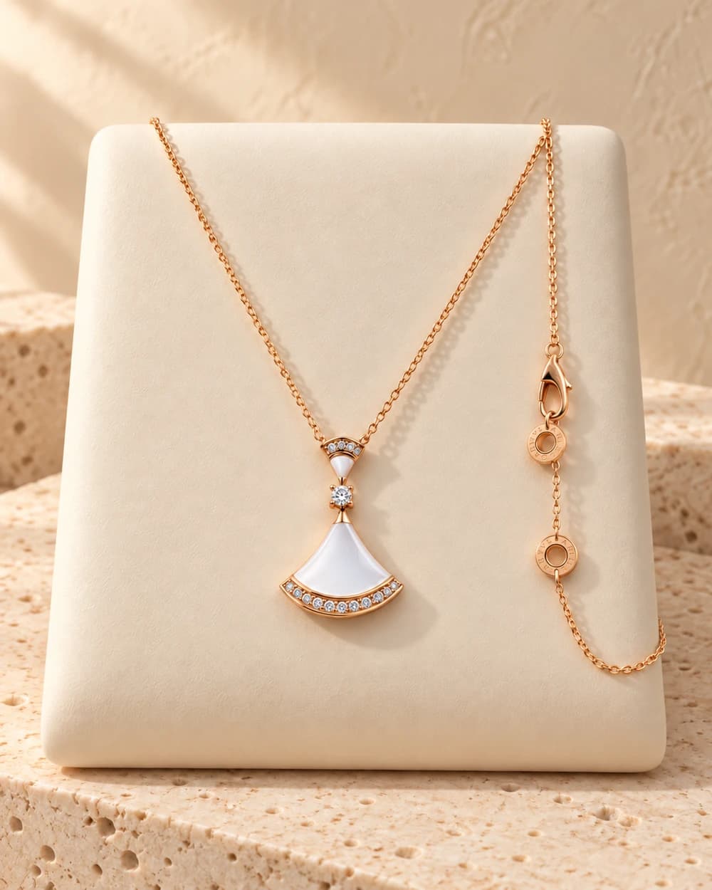 Bvlgari Necklace — White fan pendant