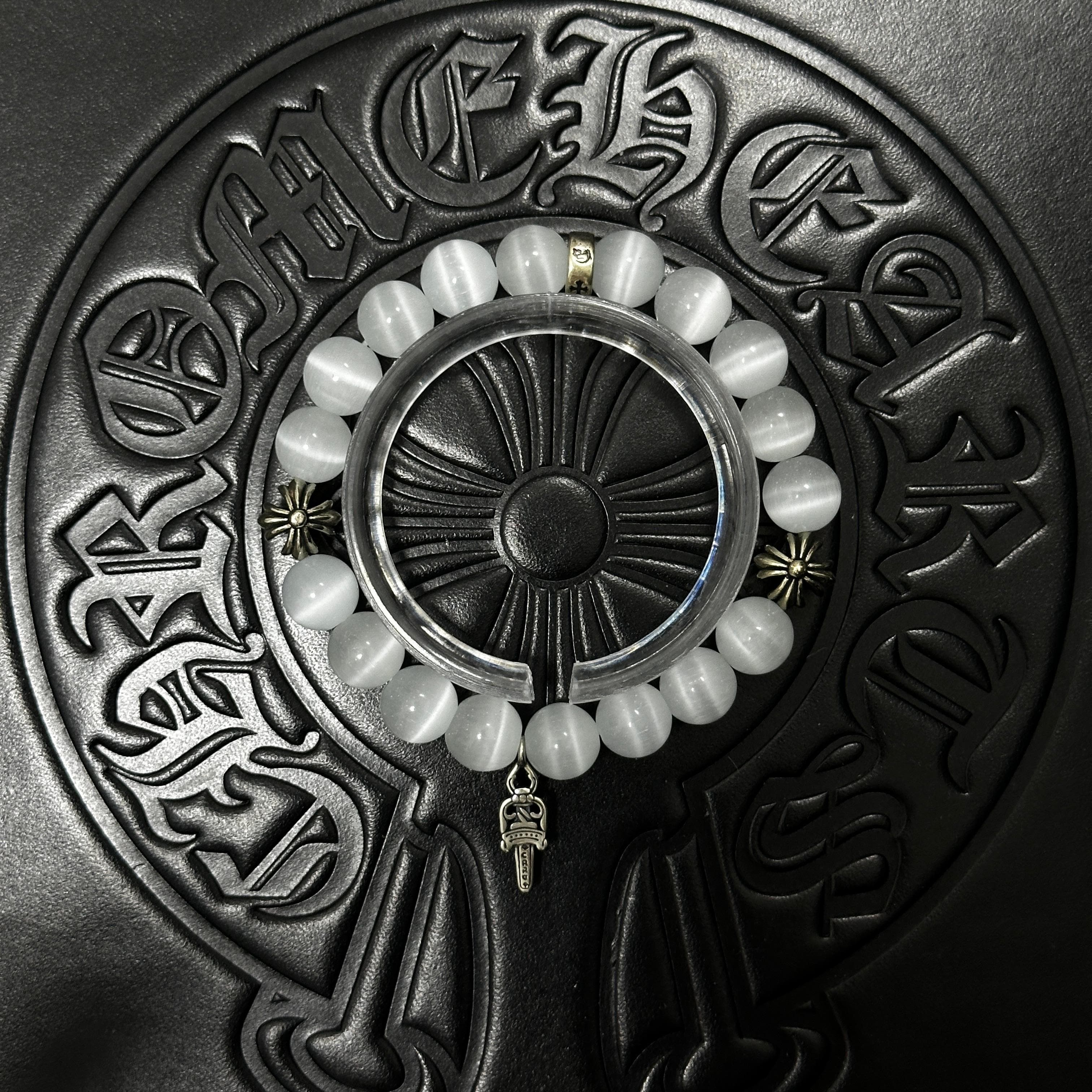 White Beaded Dagger Bracelet — Chrome Hearts jewelry