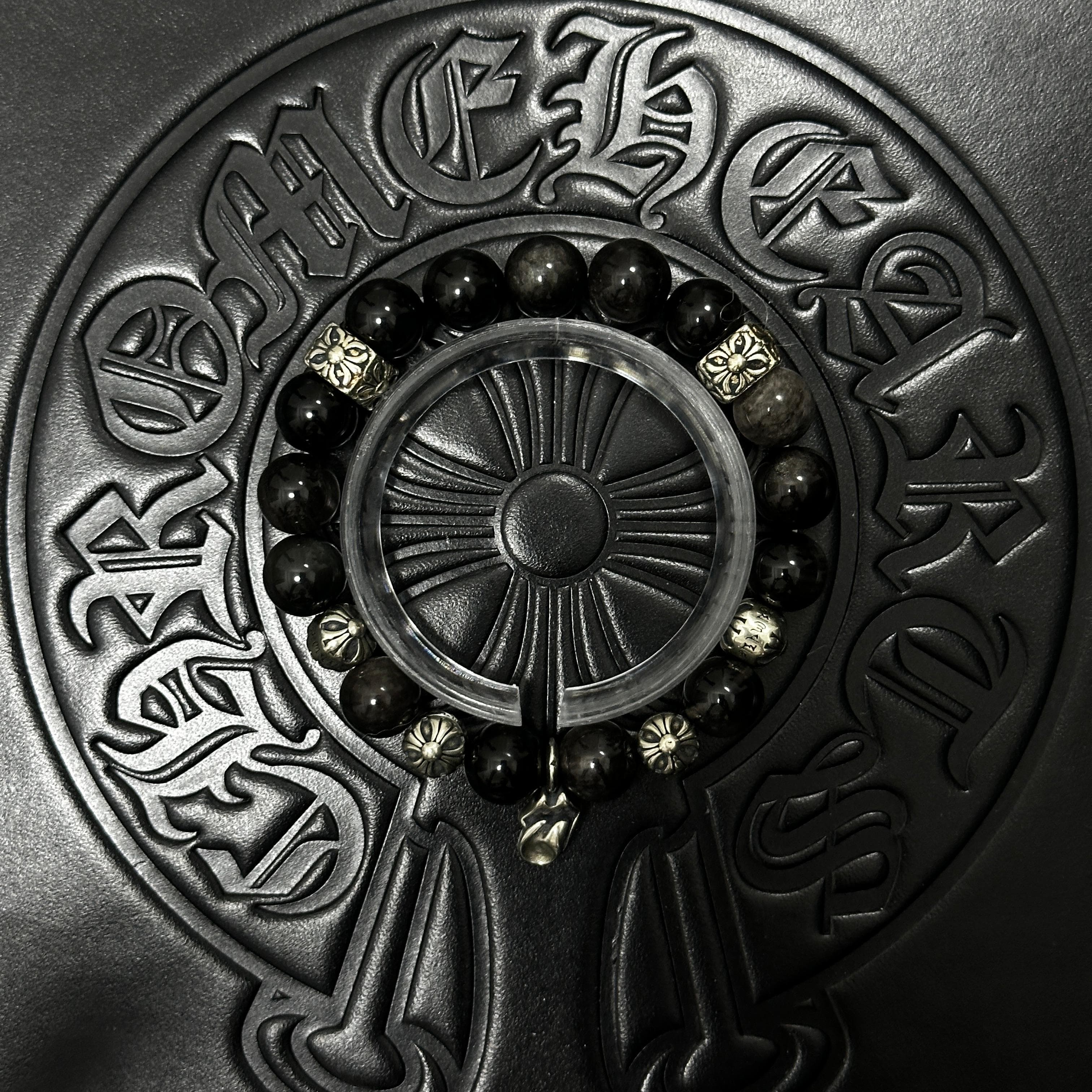 Dark Beaded Charm Bracelet — Chrome Hearts jewelry