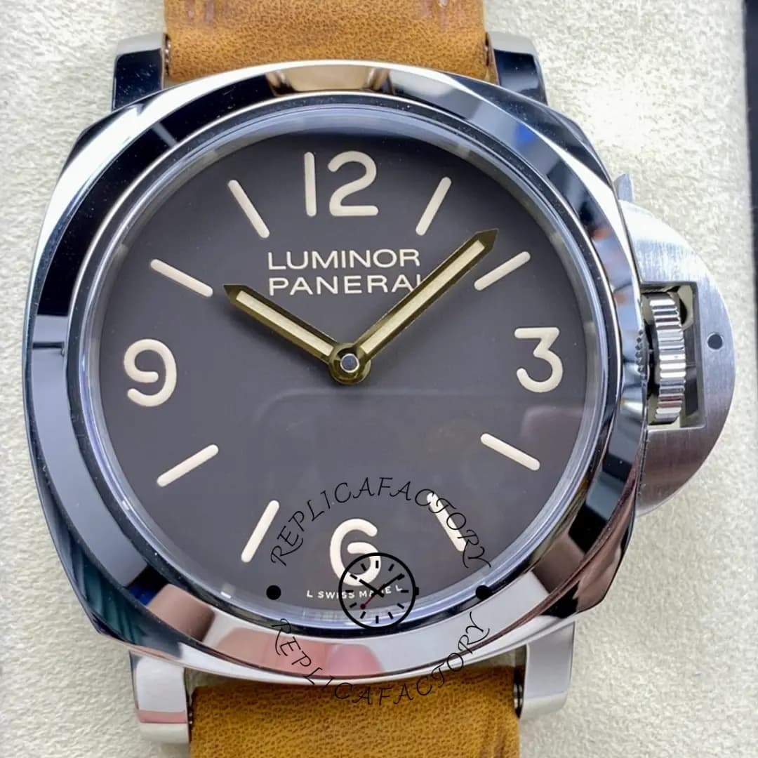 Panerai PAM00390 Luminor Replica 44MM Brown Dial Tan Leather Strap — view 1