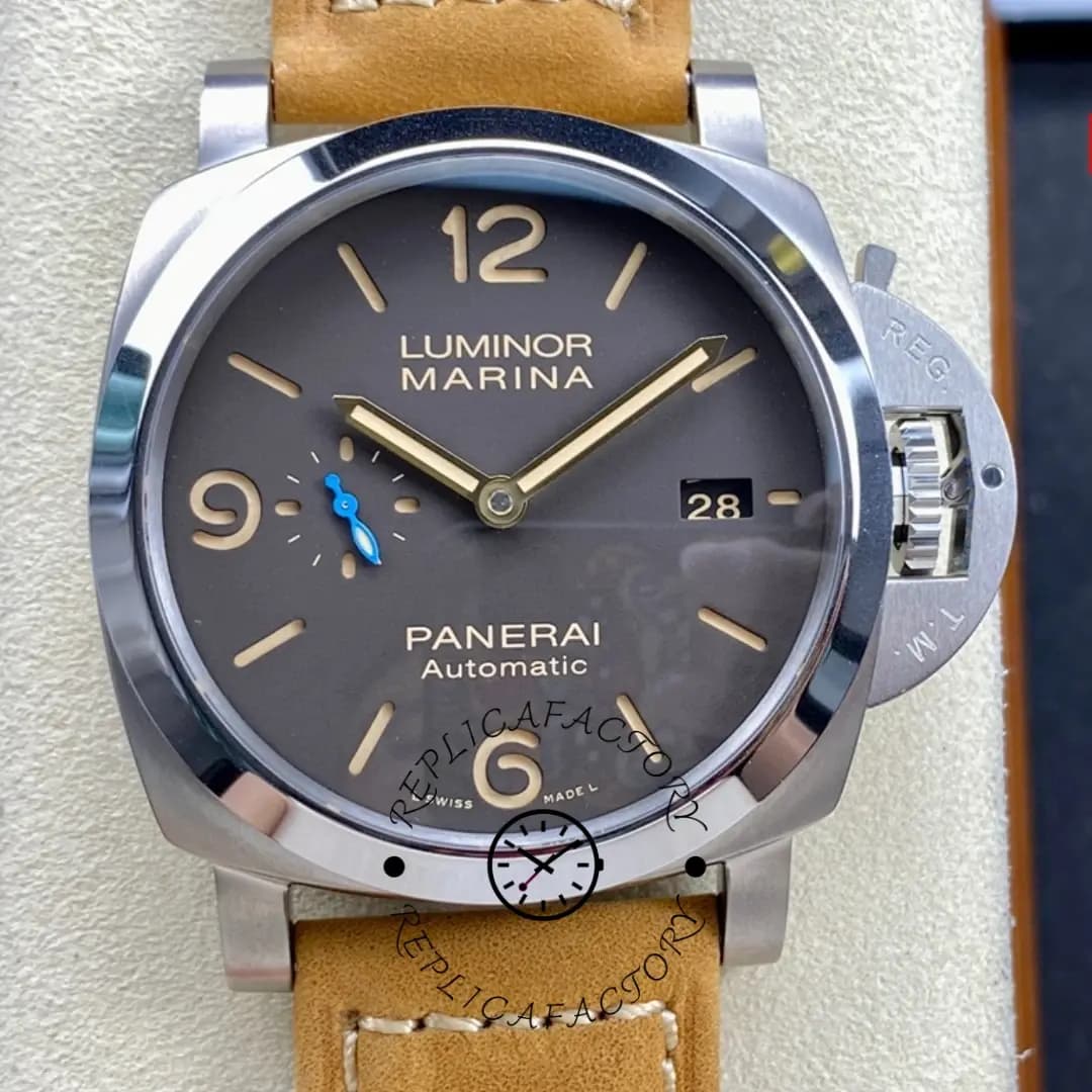 Panerai PAM01351 3 Days Titanium 1:1 Clone Luminor Marina Brown Leather Strap — view 1