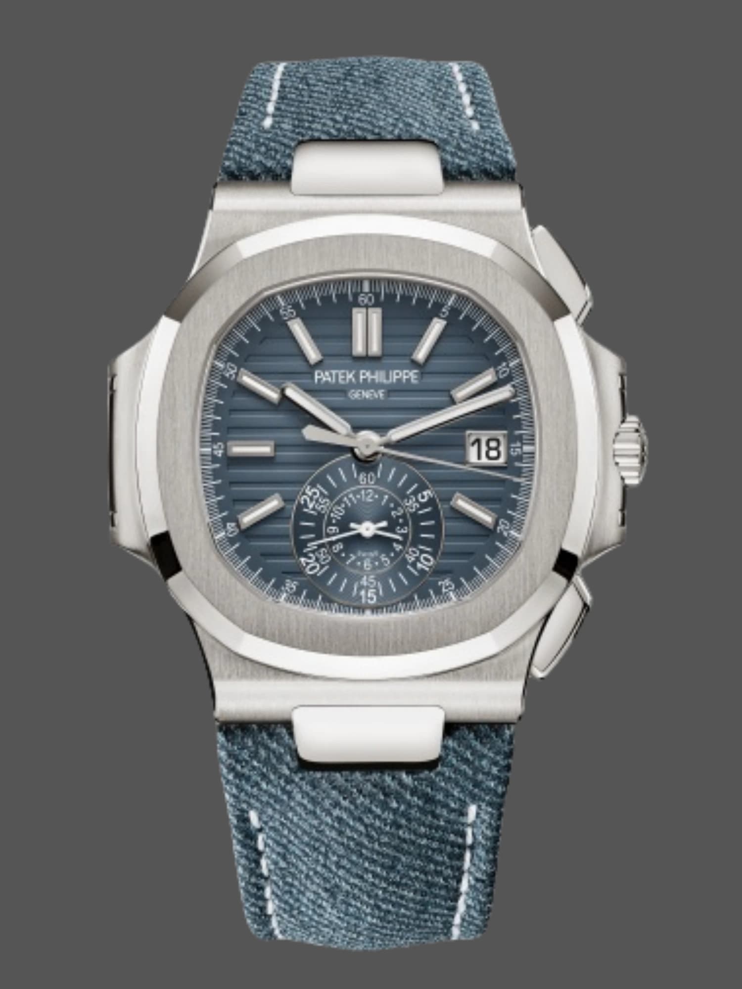 Patek Philippe Nautilus Replica 5980/60G-001 Flyback Chronograph Blue Gray Dial Men's Watch — view 1