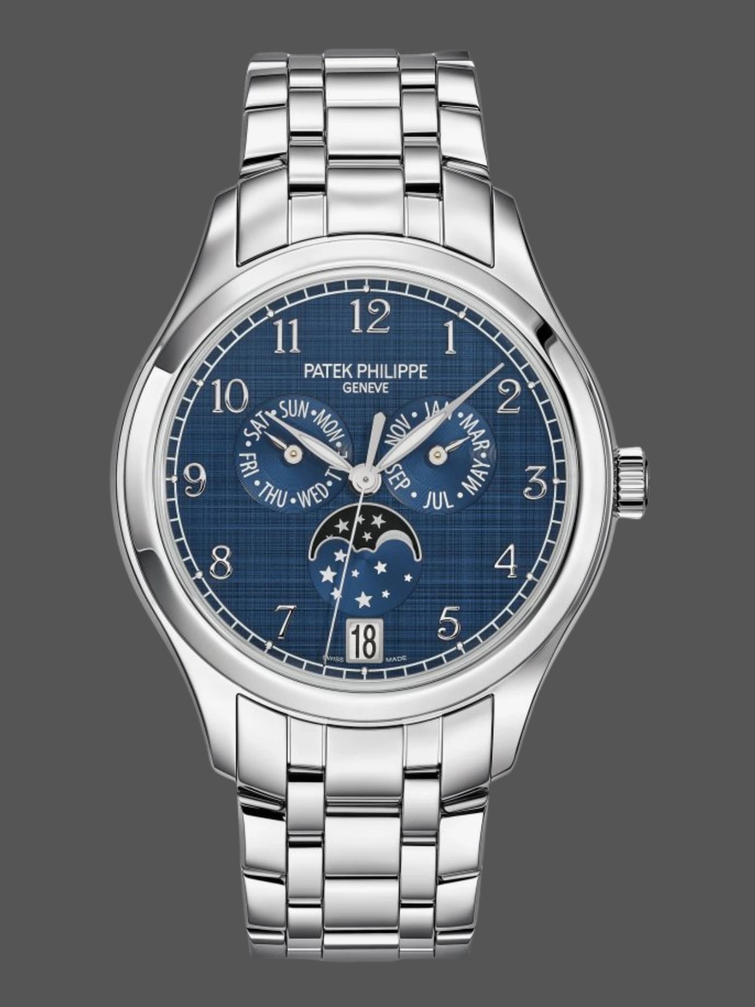 Patek Philippe Complications Annual Calendar Moonphase Steel 4947/1A-001 38mm Replica Watch — view 1