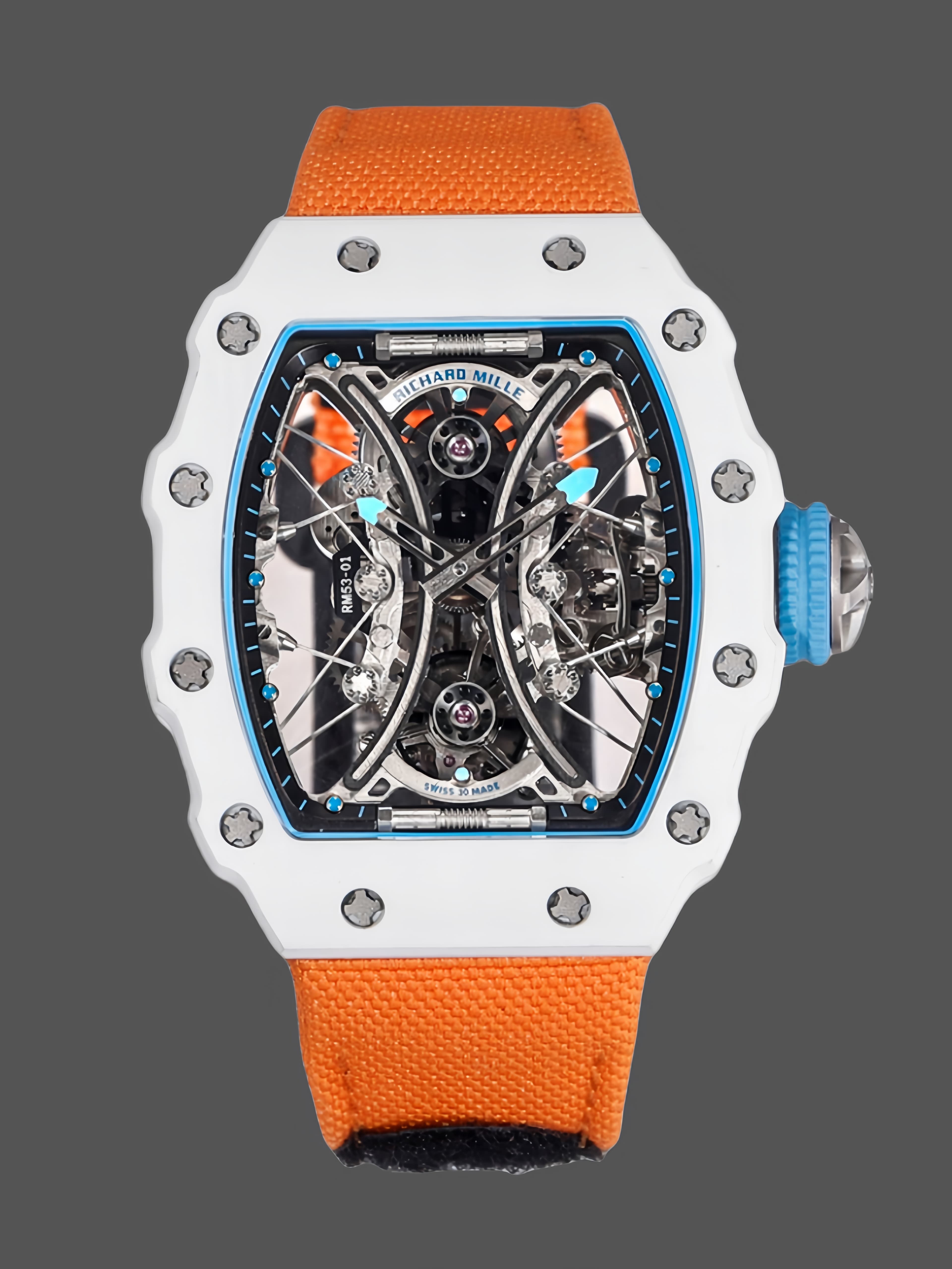 Richard Mille RM053-01 Pablo MacDonough Skeleton Dial Orange Fabric Strap — view 1