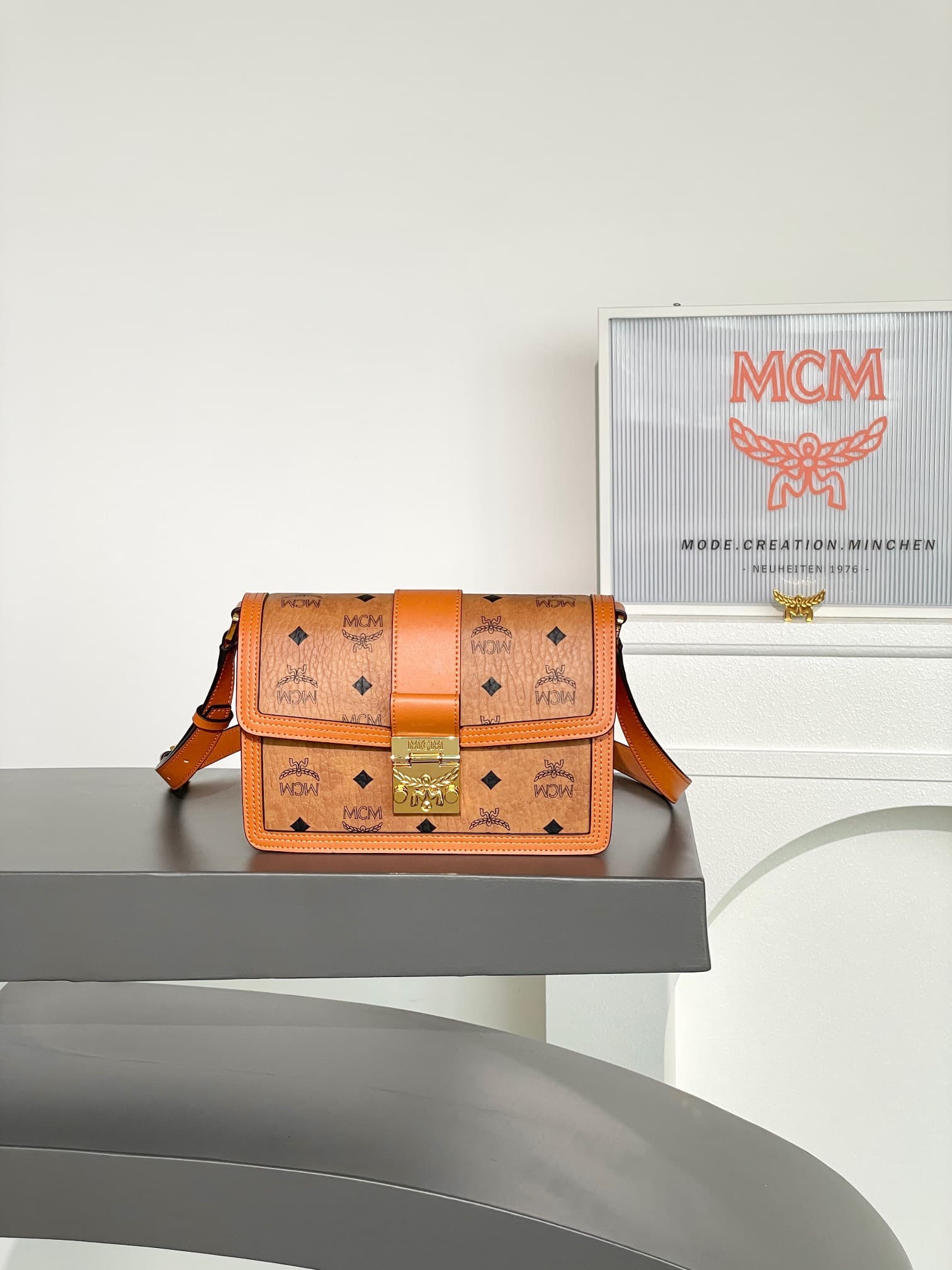 Tracy Visetos Small Flap Bag — Cognac — view 1